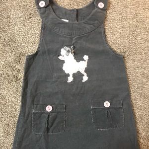 Grey corduroy pinafore poodle appliqué 5t EUC!🎀